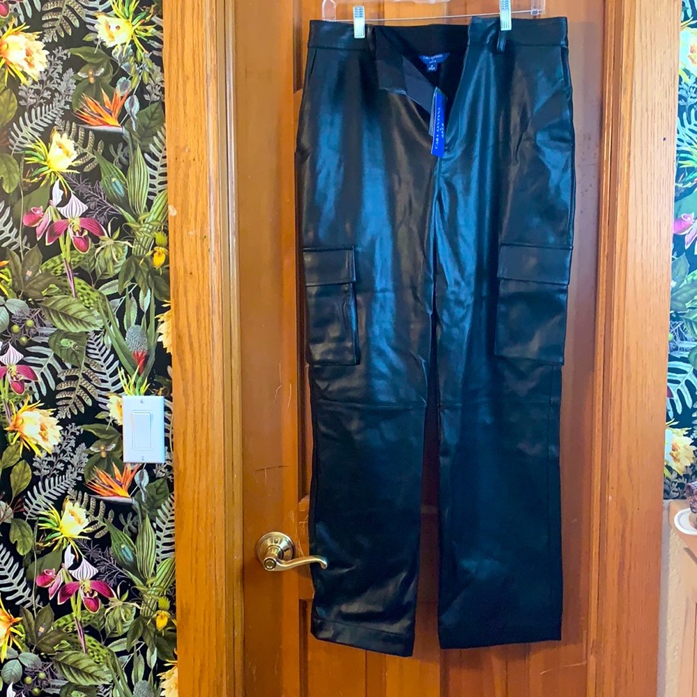 Leather cargo pants